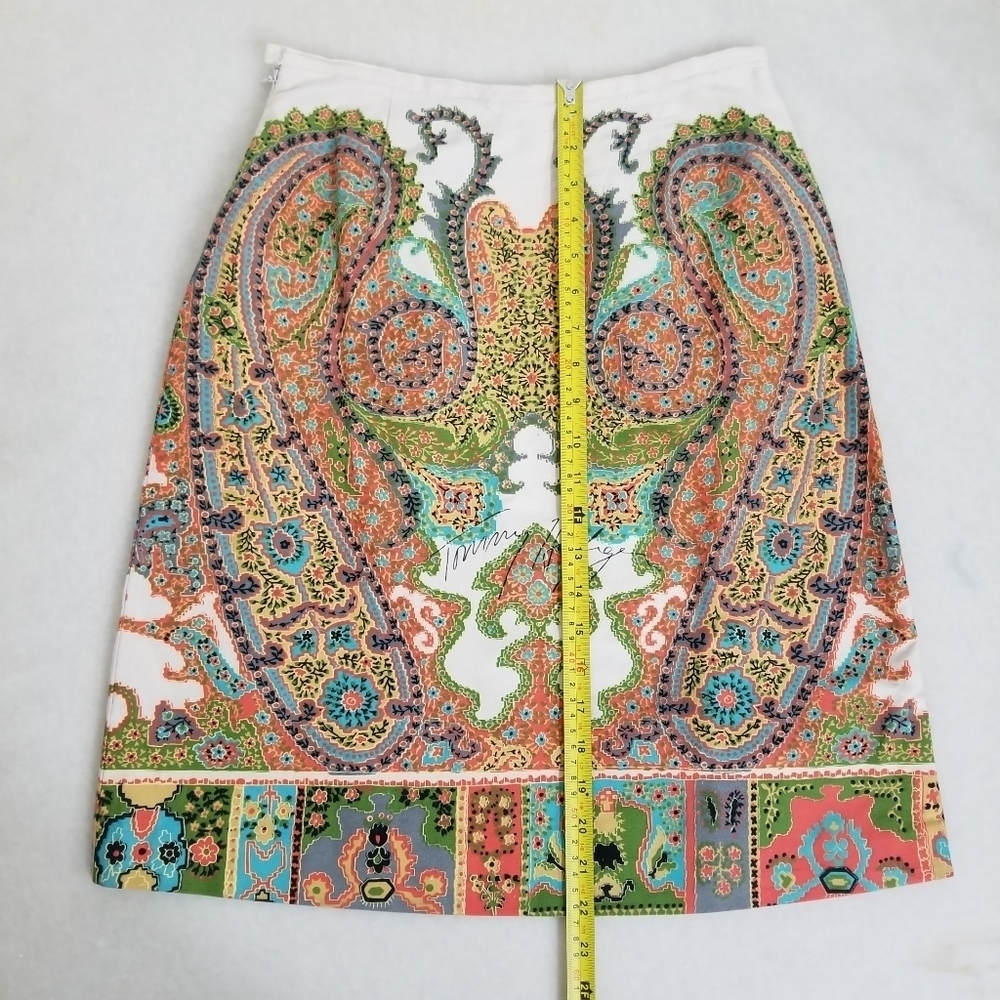 Tommy Hilfiger Paisley Art Deco Pencil A-Line Skirt Multi-Color Size 4 - Picture 11 of 13